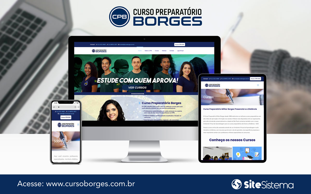 Site e Logo Curso Preparatório Militar Borges