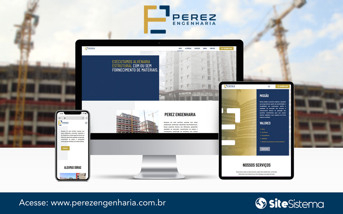 Site e Logo Perez Engenharia